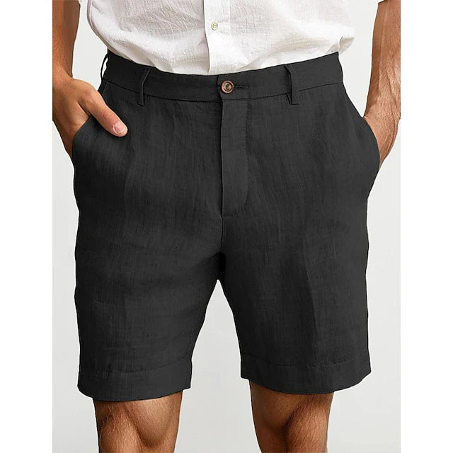 Winston linnen shorts, bruin, casual klassiek design, luchtige zomermode voor heren, middelhoge taille, effen.
