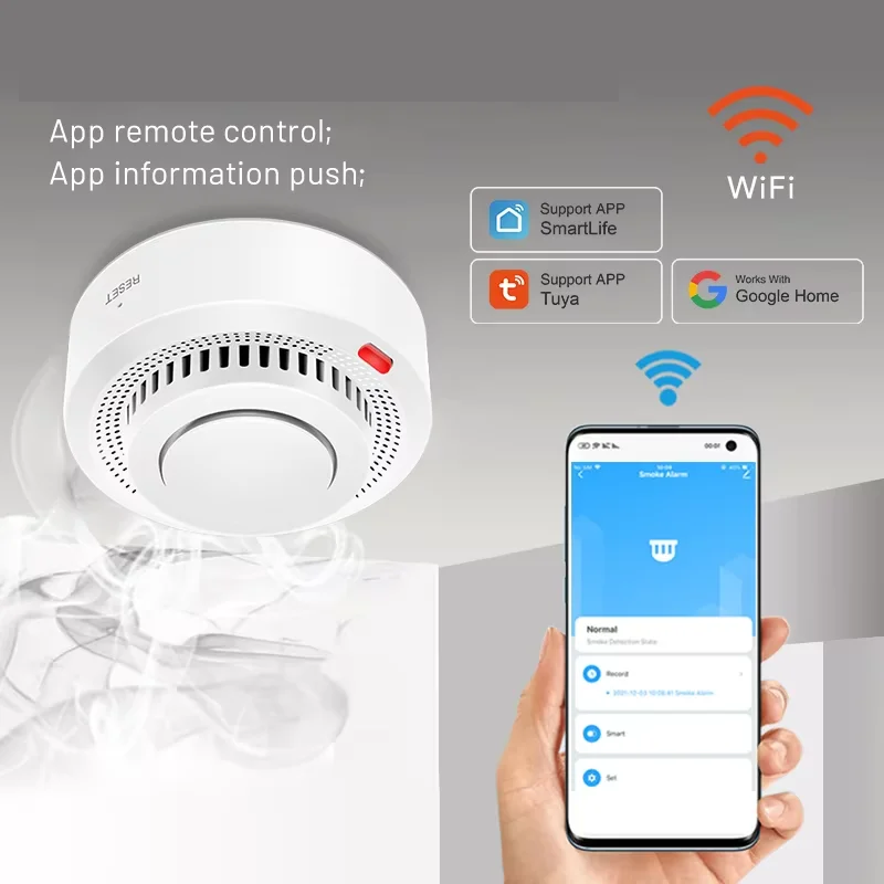 Achterzijde van de Slimme WiFi rookmelder, toont montagebeugel voor eenvoudige en veilige bevestiging.