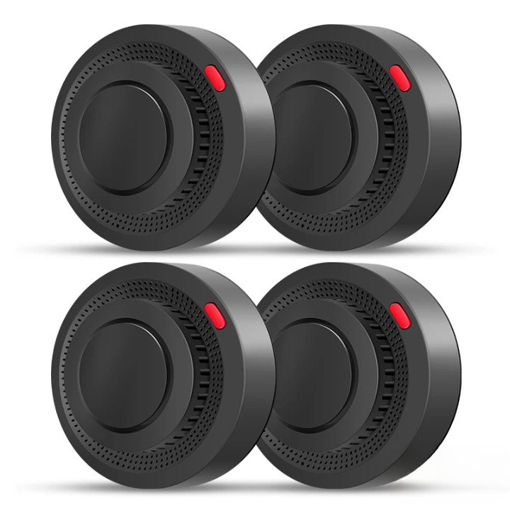 Verpakking van de SafeSense Slimme WiFi rookmelder, benadrukt smart home en brandbeveiligingsfuncties.