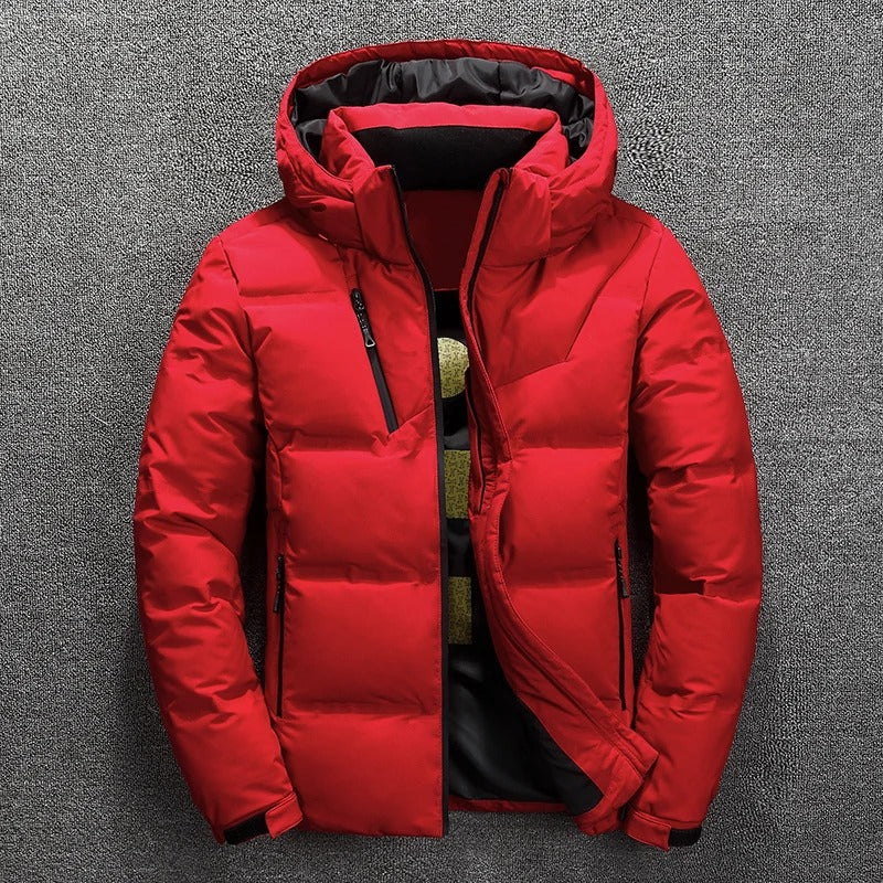 Wulfin heren winterjas in het zwart, pufferstijl, warme donsjas voor koude dagen, modieus en functioneel.