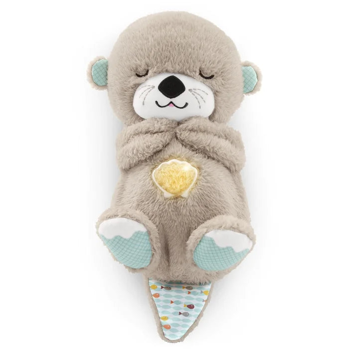 Zachte knuffel otter met realistische ademhaling en rustgevende melodieën, ideaal als slaaphulp voor baby's en kinderen.