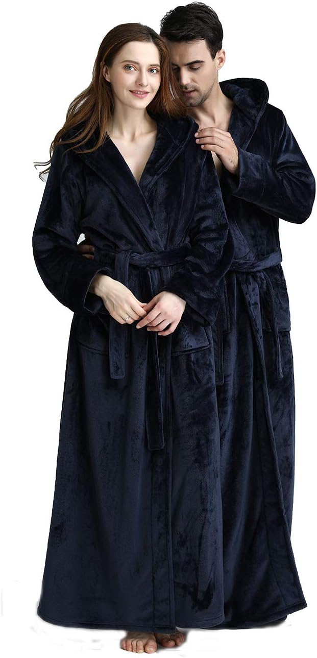 Trendy uniseks badjas van zacht fleece met capuchon, comfortabel en warm thuis.