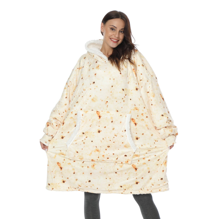 Warme unisex deken met capuchon, comfortabele thuisoutfit.