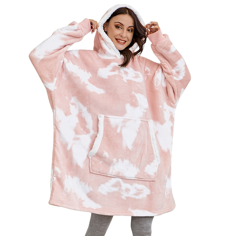 Knusse hoodie deken, ideaal voor filmavond, dames & heren.