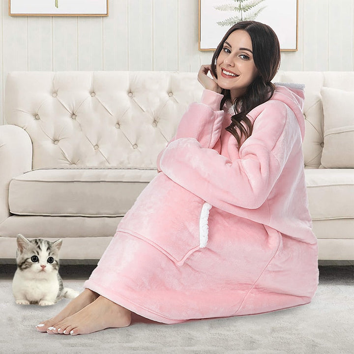 Heren hoodie deken, knusse en warme loungewear voor thuisgebruik.