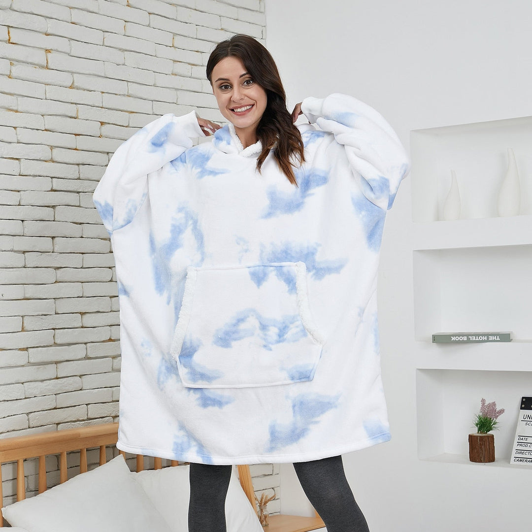 Zachte hoodie deken met capuchon, ideaal voor thuis ontspanning.