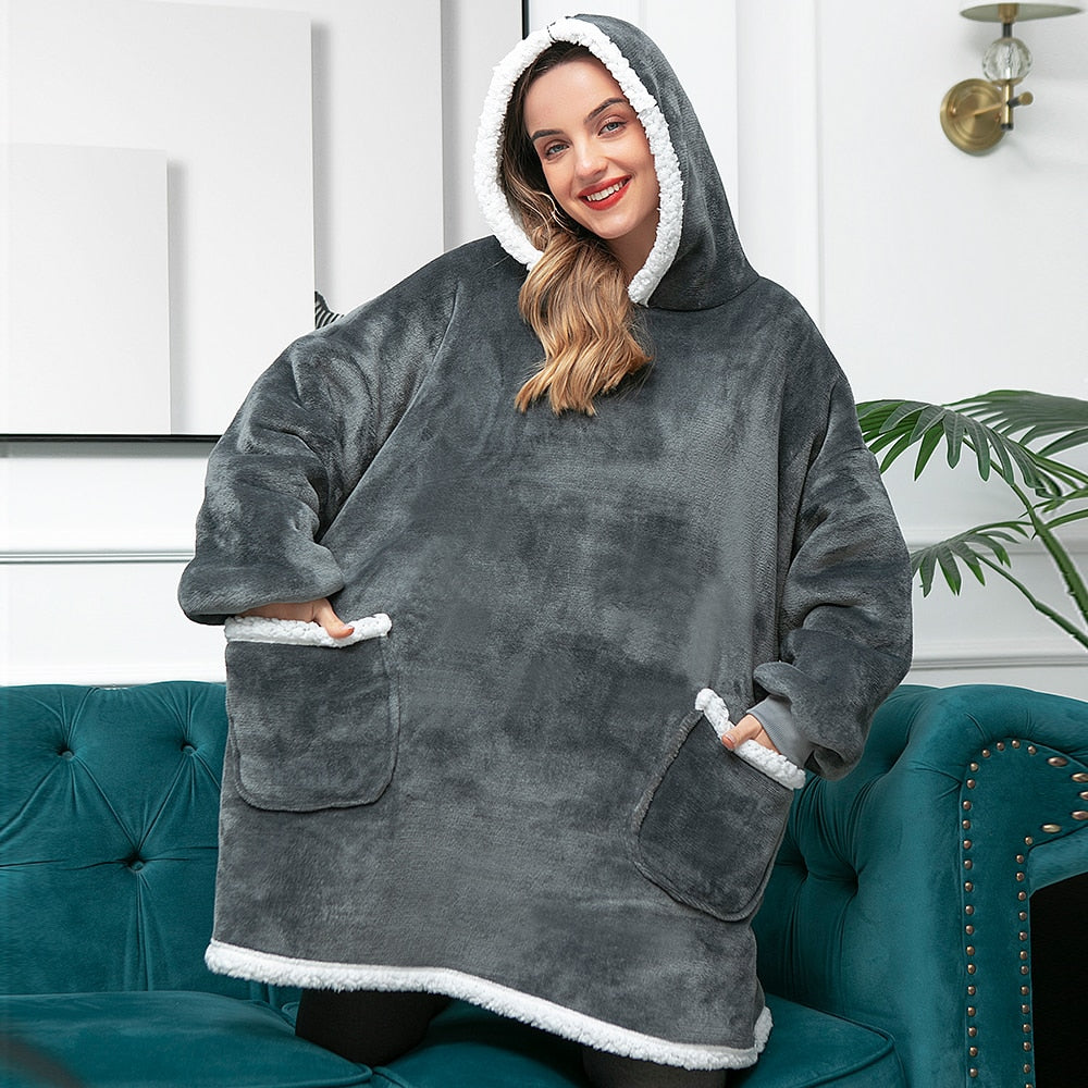 Dames en heren hoodie deken, zachte en knusse loungewear.