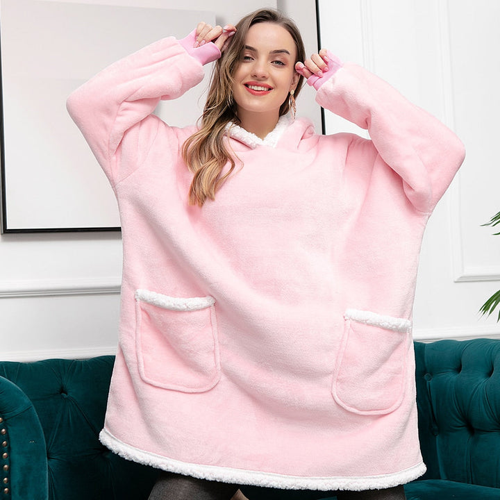 Unisex fleece deken hoodie, comfortabel en warm voor relaxte uren.