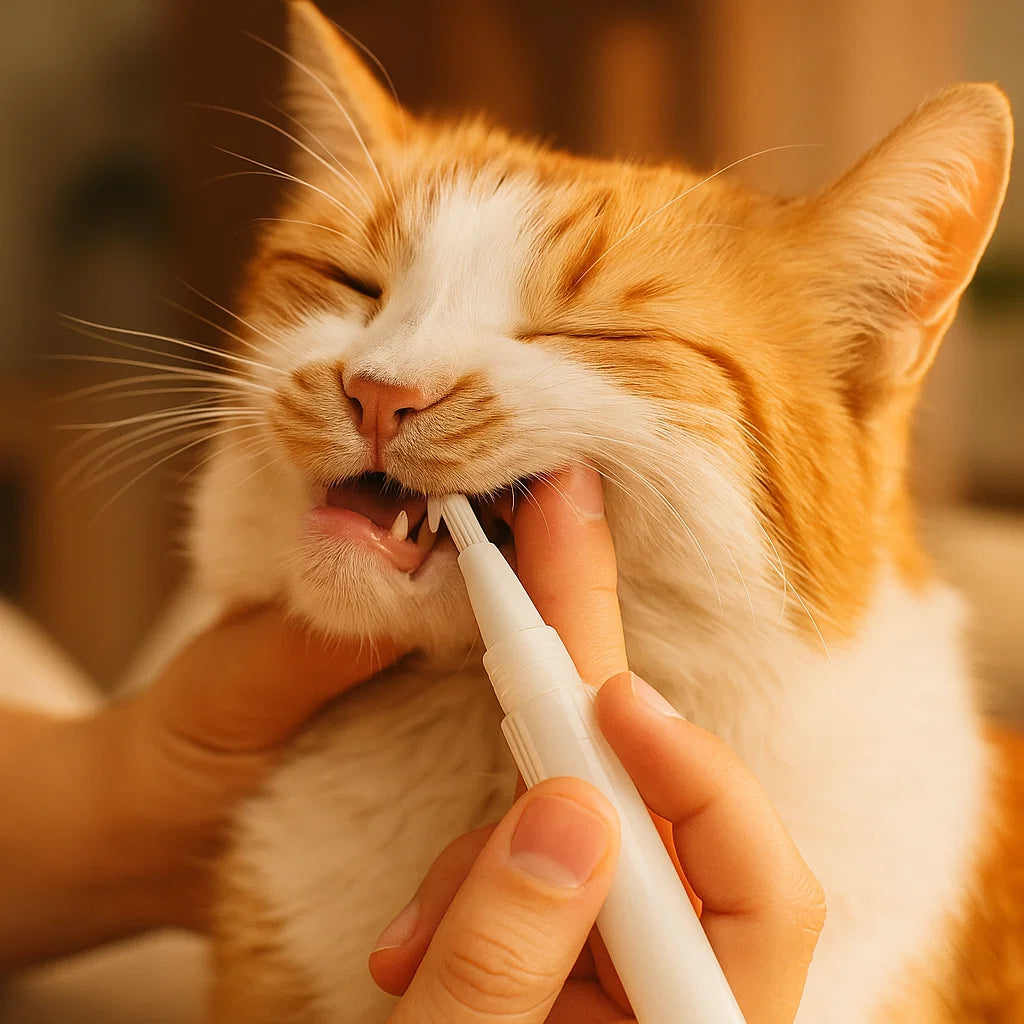 Tandenverzorgingspen voor katten, vermindert tandplak, zachte toepassing, natuurlijke ingrediënten, optimaliseert mondhygiëne.