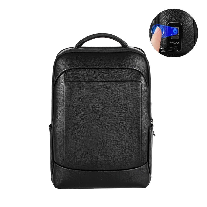 Veilige heren anti-diefstal rugzak met geavanceerd vingerafdrukslot, ideaal voor laptops en belangrijke documenten.