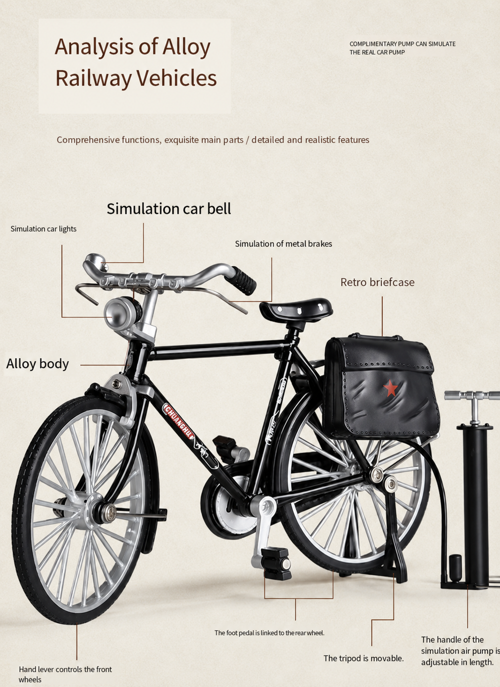 Educatief doe-het-zelf fietsmodel voor kinderen en volwassenen; stimuleert technische vaardigheden en creativiteit.