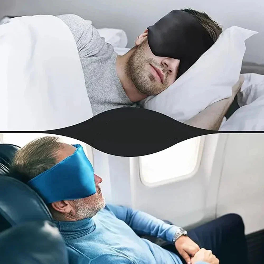 Huidvriendelijk zijden slaapmasker; verstelbaar voor perfect slaapcomfort.