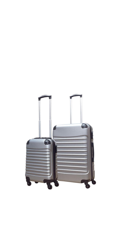 Zilveren 2-delige hardshell kofferset Milano voor stijlvol reizen, duurzame bagage.