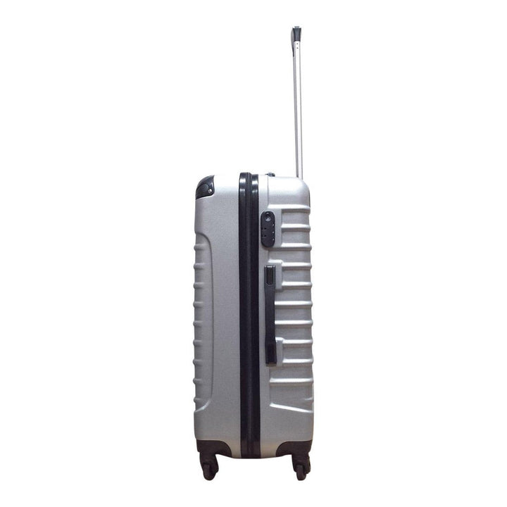 Elegante zilveren 2-delige kofferset Milano, hardshell design voor stijlvol en zorgeloos reizen met trolley.