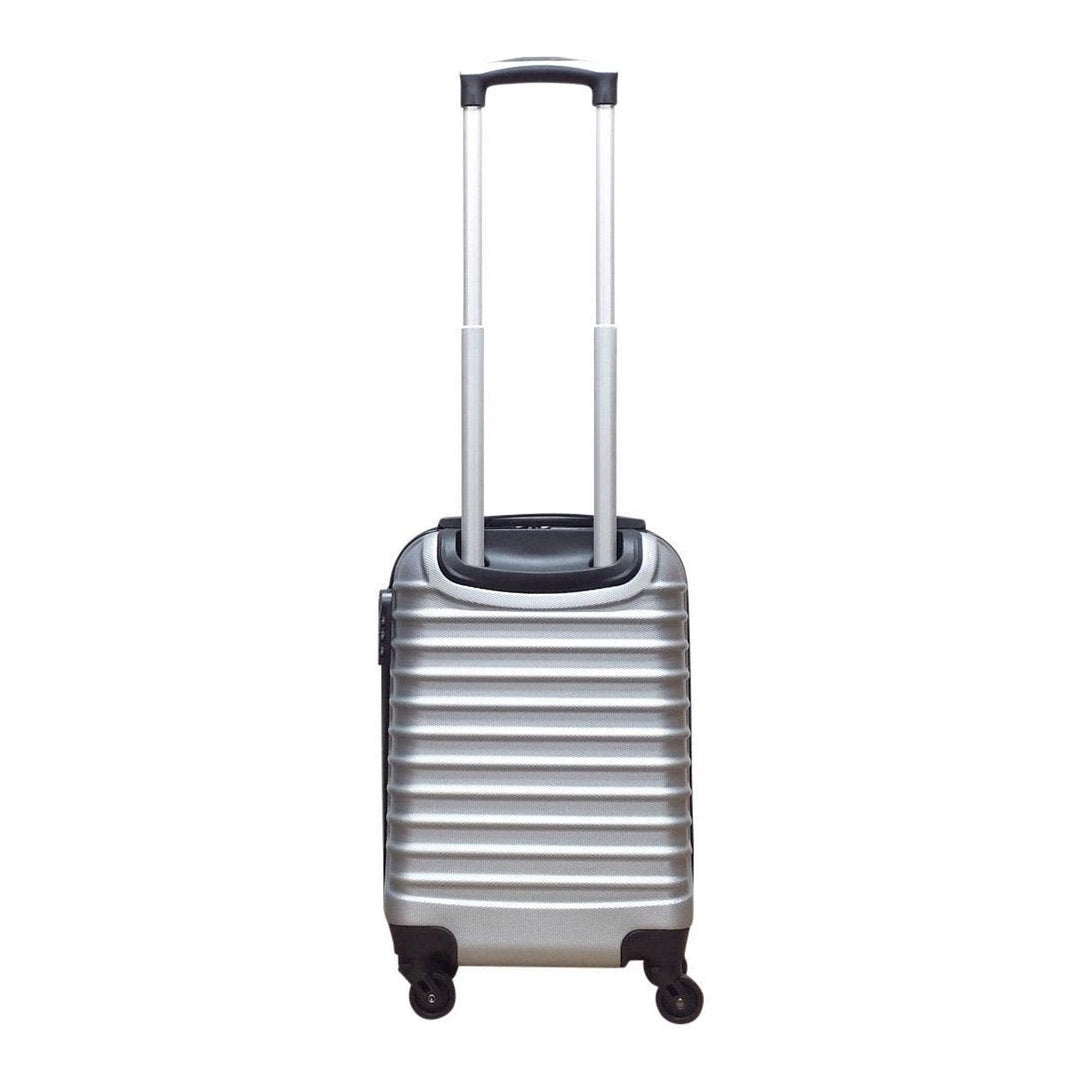 Praktische 2-delige zilveren hardshell kofferset voor georganiseerde vakantiebagage. Duurzaam en ruim.