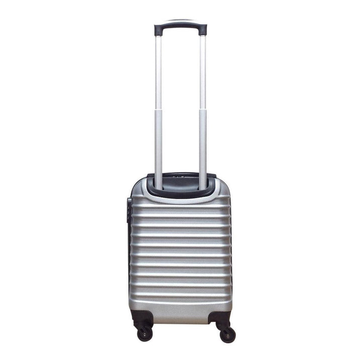 Praktische 2-delige zilveren hardshell kofferset voor georganiseerde vakantiebagage. Duurzaam en ruim.