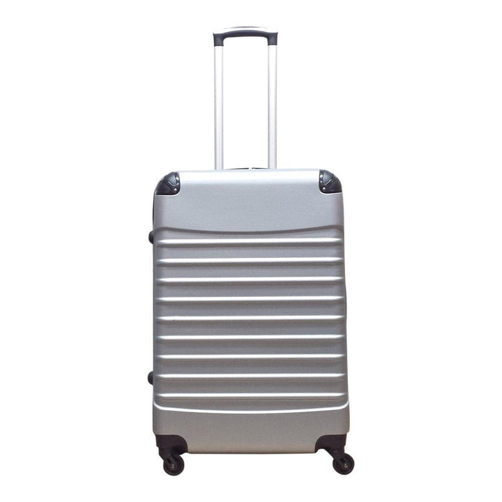 Veelzijdige zilveren 2-delige hardshell koffer & trolley set, perfect voor zakenreizen of vakanties.