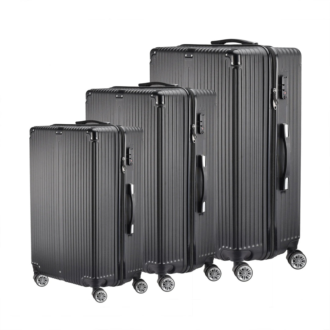Zwart 3-delig hardshell kofferset Zurich Explorer met TSA slot en 360° spinnerwielen voor stijlvol reizen.