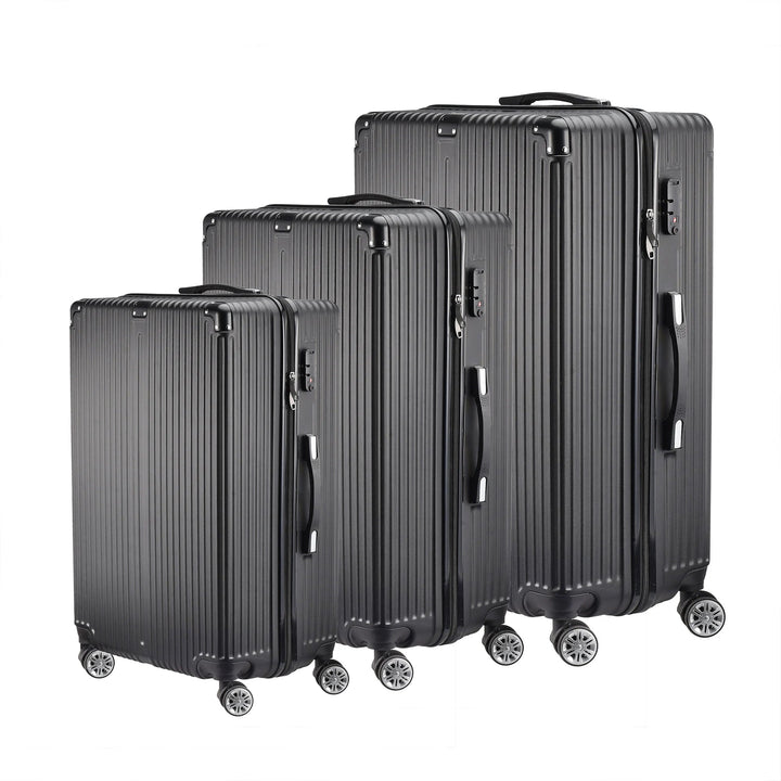 Zwart 3-delig hardshell kofferset Zurich Explorer met TSA slot en 360° spinnerwielen voor stijlvol reizen.