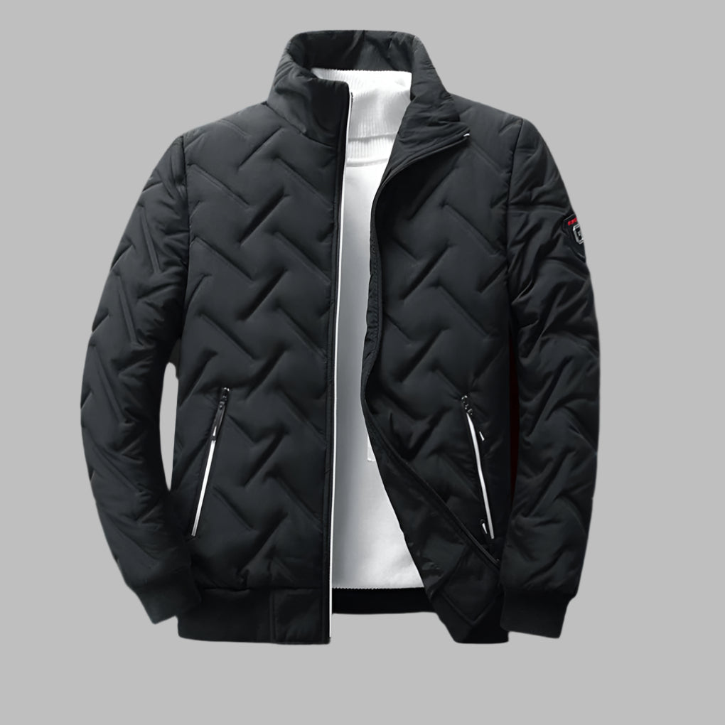 Zwart heren windjack met volledige rits, winddicht en lichtgewicht, ideaal als casual herfst- of winterjas.