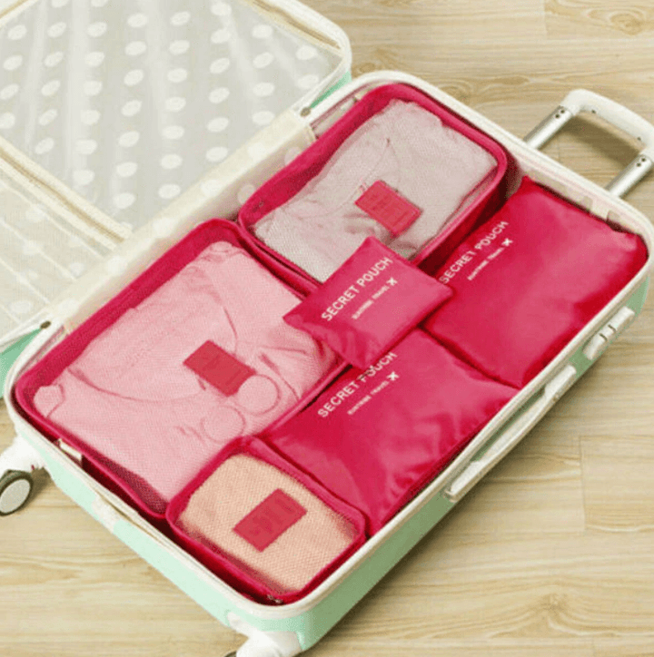 Reisaccessoires: 12-delige set nylon koffer organizers voor ultiem gemak.