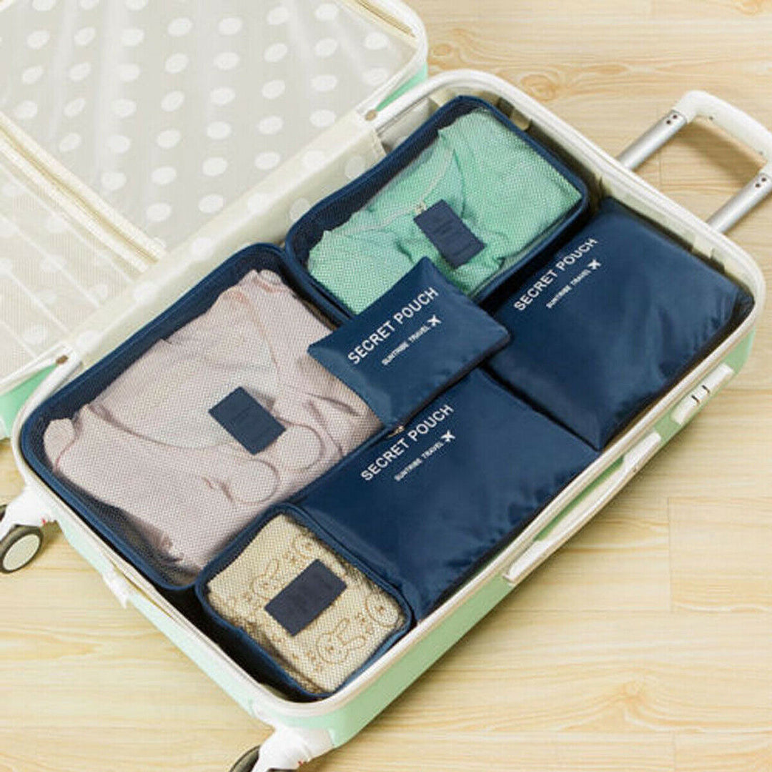 Praktische reis organizer set met waterdichte nylon koffer organizer tassen voor vakantie.