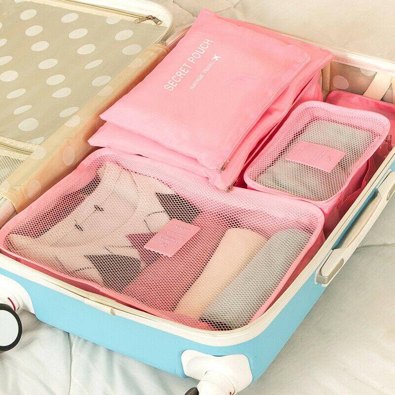 Diverse maten inpak kubussen set, perfect voor overzichtelijke bagage en kofferindeling.