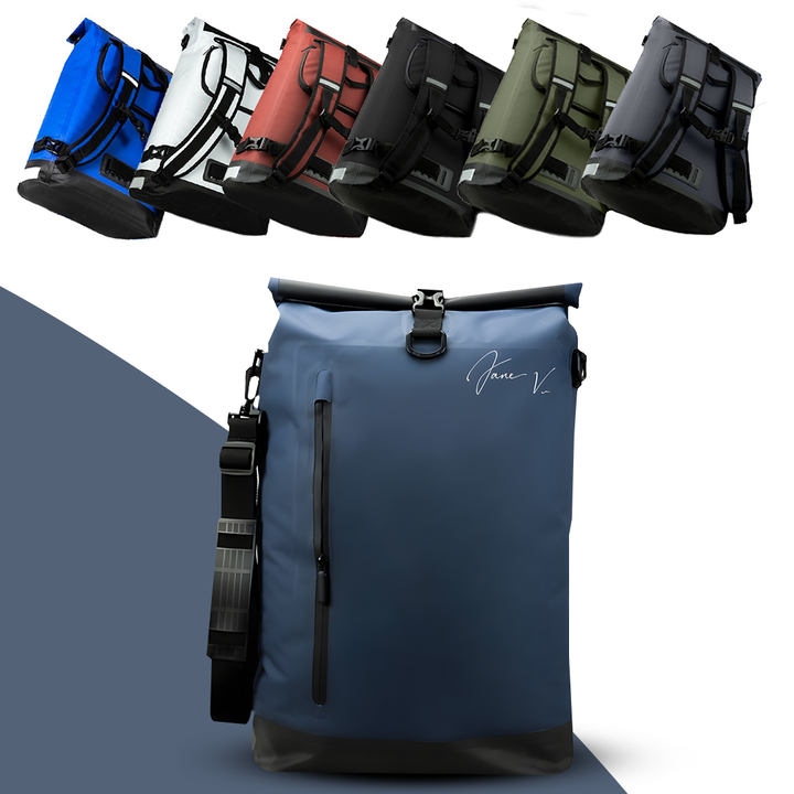 Witte waterdichte MultiBag™ fietstas, ruim en multifunctioneel, perfect als rugzak.
