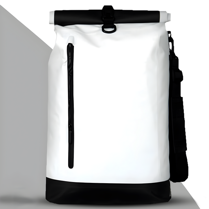 Grijze waterdichte fietstas, 3-in-1 design, perfect voor e-bike en bagagedrager.