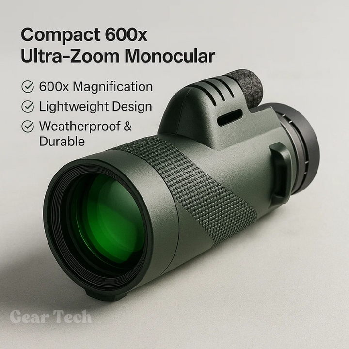 Draagbare 600x ultra-zoom monoculaire met HD lens, geschikt voor outdoor, wandelen en natuurobservatie.