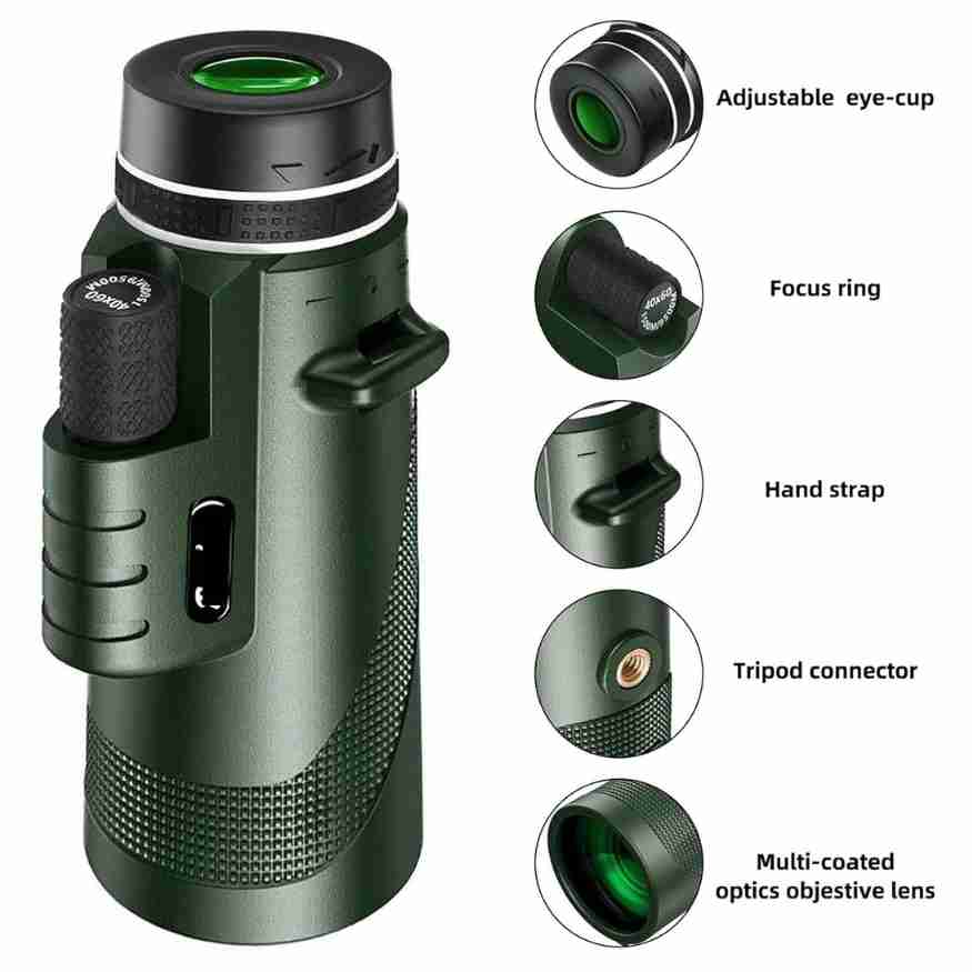 Monoculaire 600x ultra-zoom met HD optiek en high-definition lens voor heldere en gedetailleerde beelden.