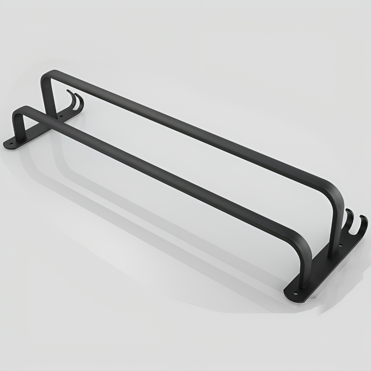 Praktische zwarte handdoekhouder voor badkamer, eenvoudig te installeren, voor handdoeken & kleding.