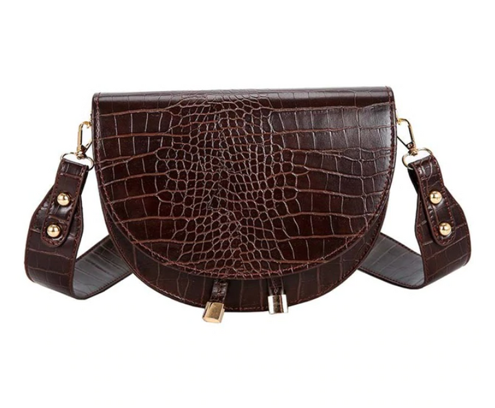 Stijlvolle kunstleren handtas voor dames, zwart met opvallende krokodillenprint. Perfecte Chelsey schoudertas.