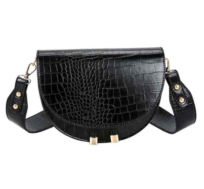 Trendy kastanje bruine dames crossbody tas, elegant design met krokodillenprint. Comfortabele handtas.
