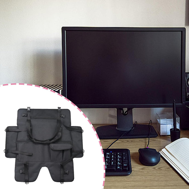 Stijlvolle zwarte beschermhoes voor draagbare monitoren, combineert functionaliteit met elegantie.