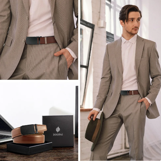 Verstelbare modieuze herenriem in zwart met automatische gesp, perfect voor elke outfit.