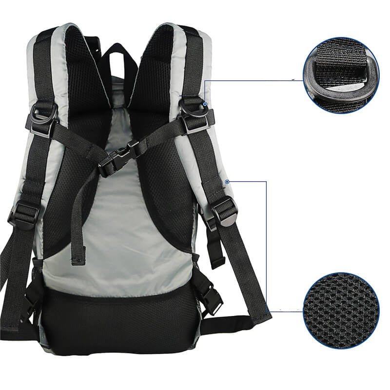 Detail van waterdichte ritsen en duurzaam nylon van de FieldGear tactische rugzak, ideaal voor outdoor en avontuurlijke reizen.
