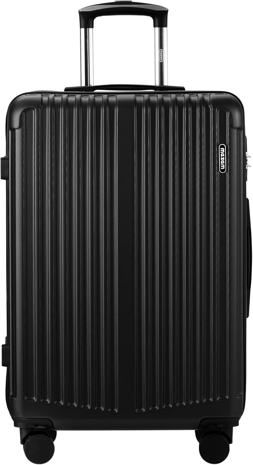 Grote zwarte hard-shell koffer, 28 inch, duurzaam voor al je bagage. Met 360° wielen en TSA slot.