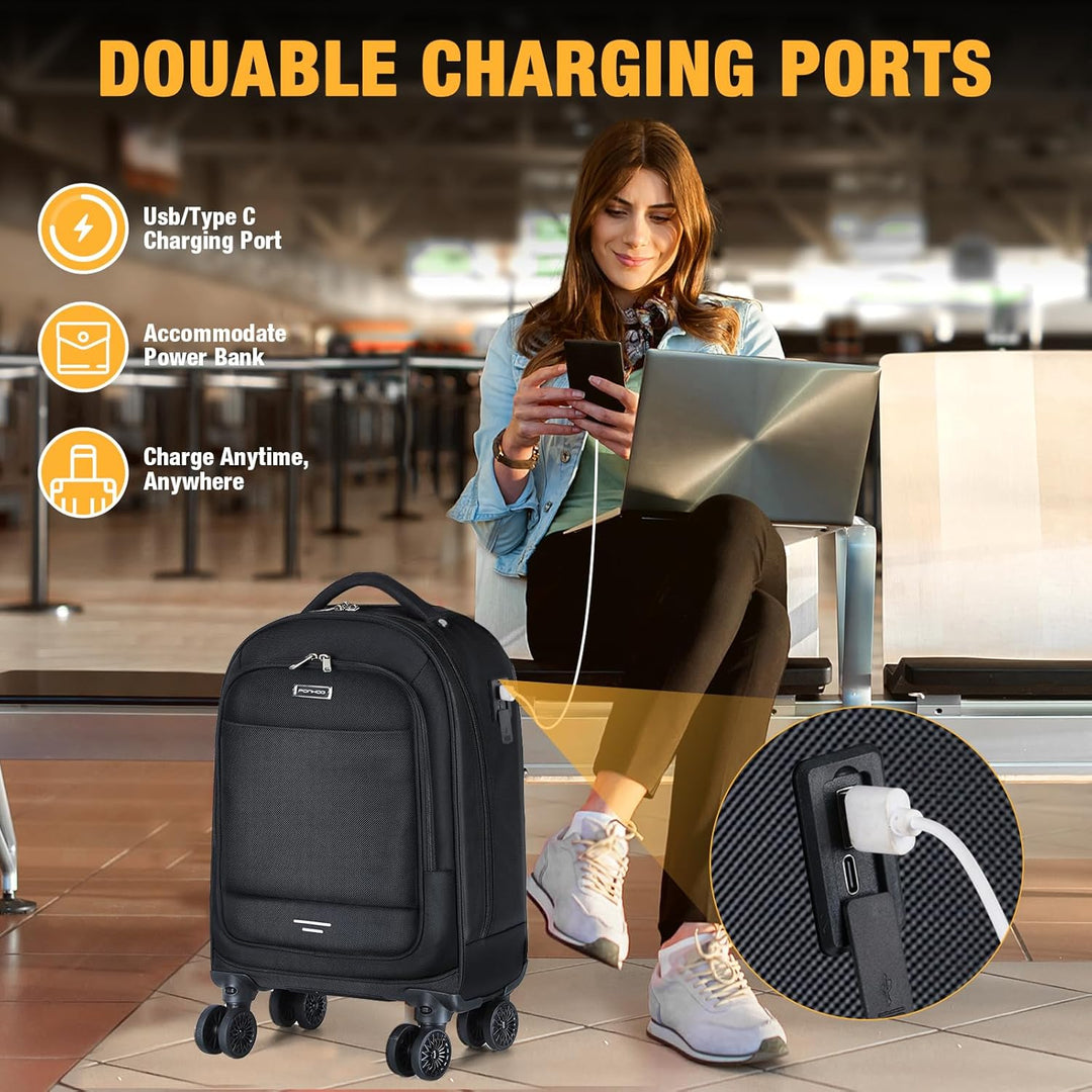 Praktische heren zakelijke rugzak & trolley 30L met waterafstotend materiaal en 4 spinner wielen voor comfortabel reizen.