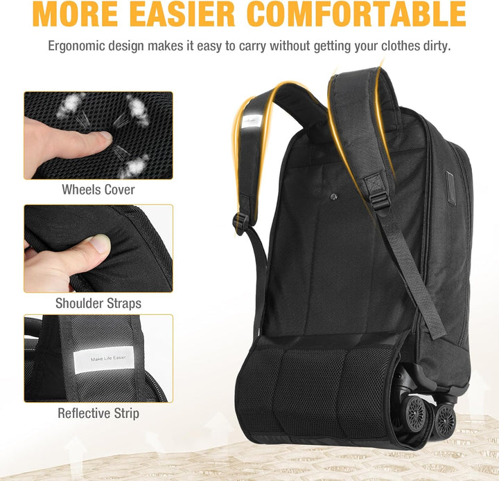 Compacte heren weekendtas 30L met laptopvak, waterafstotend en uitgerust met soepele spinner wielen.