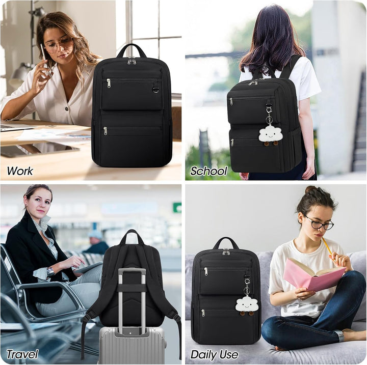 Stijlvolle zwarte pendelrugzak met voldoende opbergruimte, ideaal voor je 15.6-inch laptop en essentials.