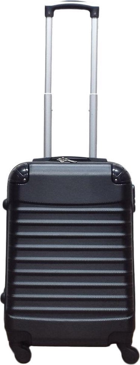 Zilverkleurige 2-delige ABS bagageset, krasbestendig en ontworpen voor comfortabel reizen.