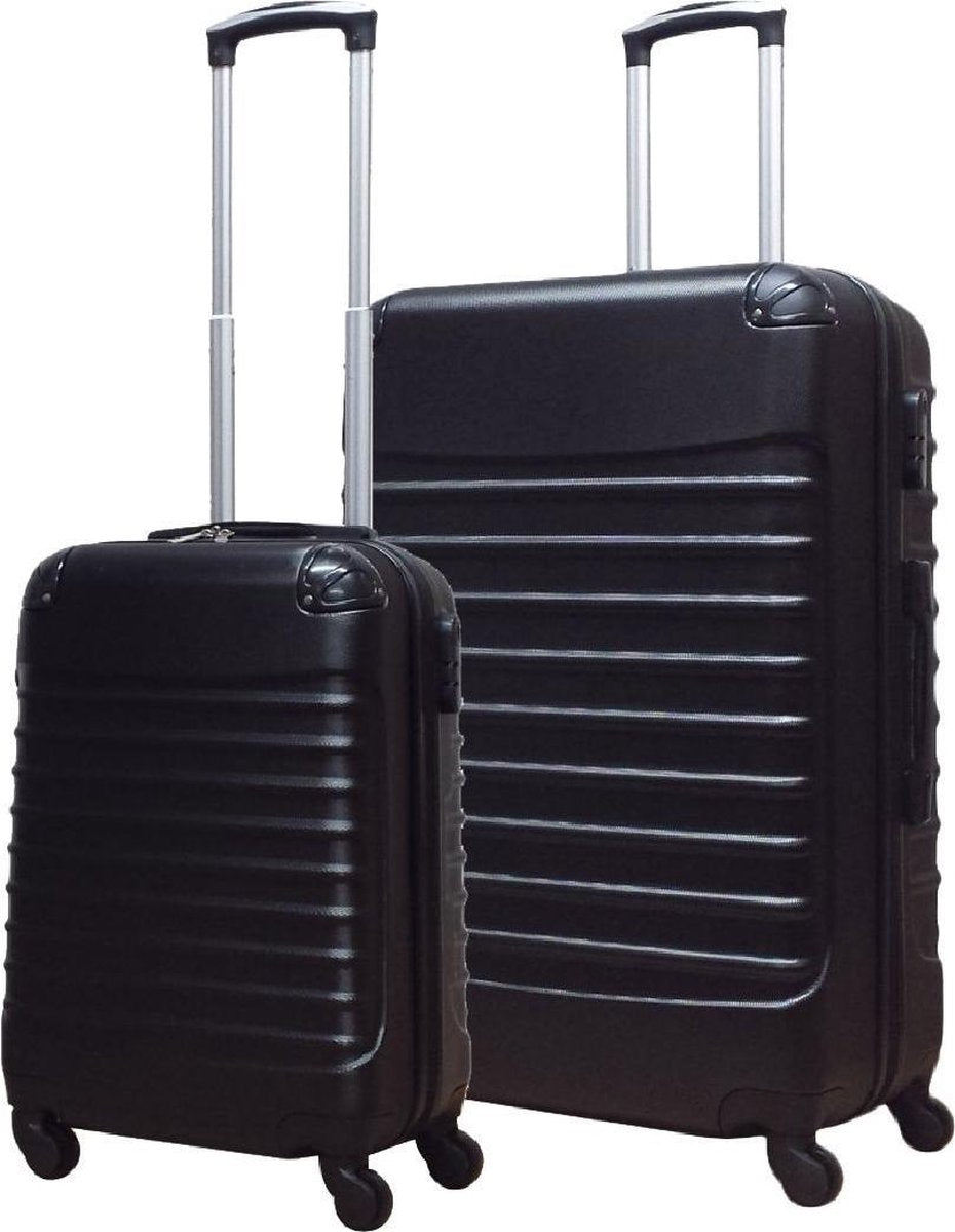 Grijze harde reiskoffer set met 2 stuks, duurzame ABS bagage voor vakantie.