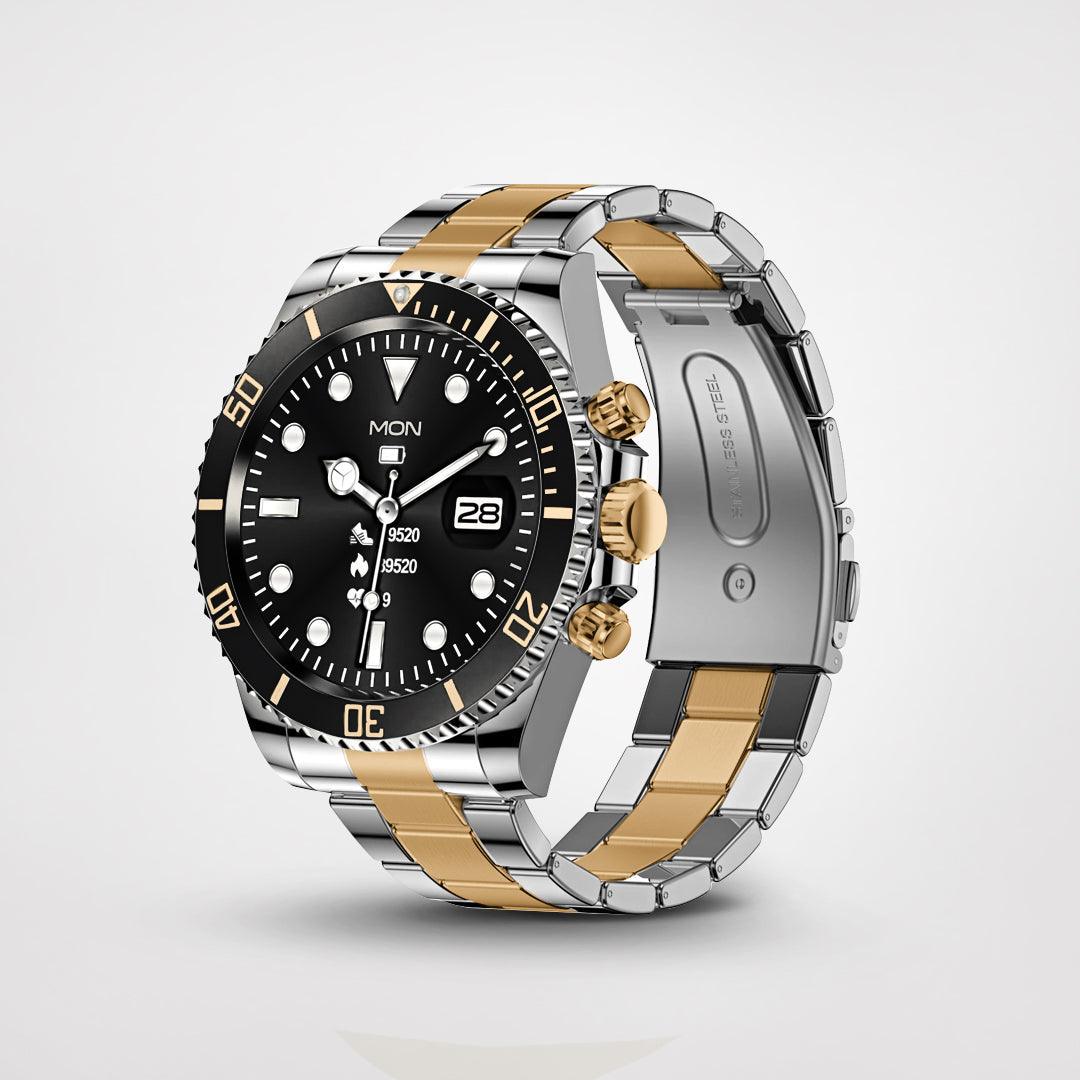 Elegante PowerFit smartwatch met comfortabele zwarte polsband en strak digitaal horloge design, geschikt voor elke outfit.