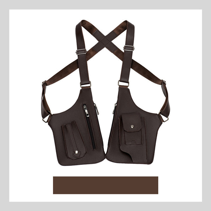 Luxe PU lederen diefstalbestendige heren schoudertas, de ShadowCarry Pro, voor veilige opslag van waardevolle spullen.