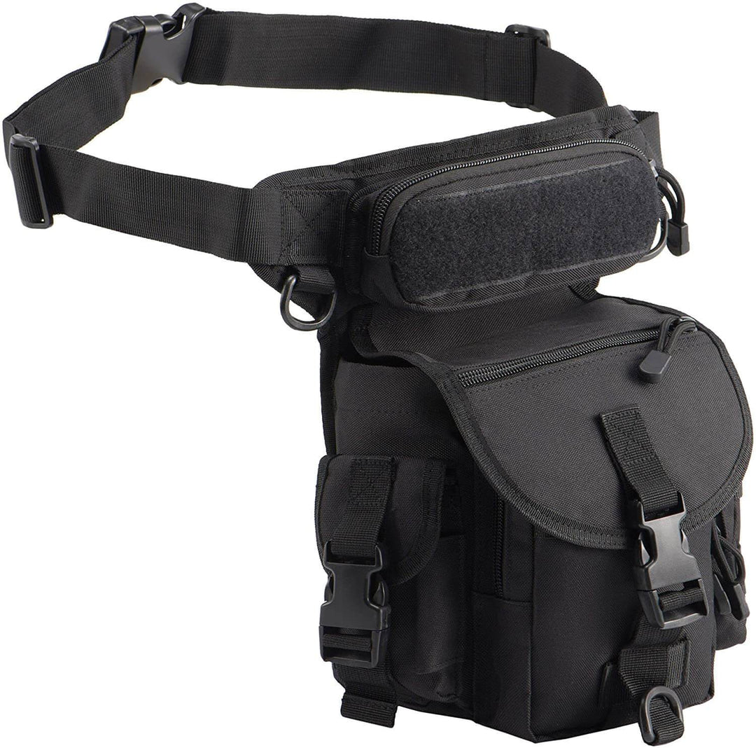 Waterafstotende tactische beentas heren, duurzaam en met MOLLE systeem, geschikt voor diverse accessoires.