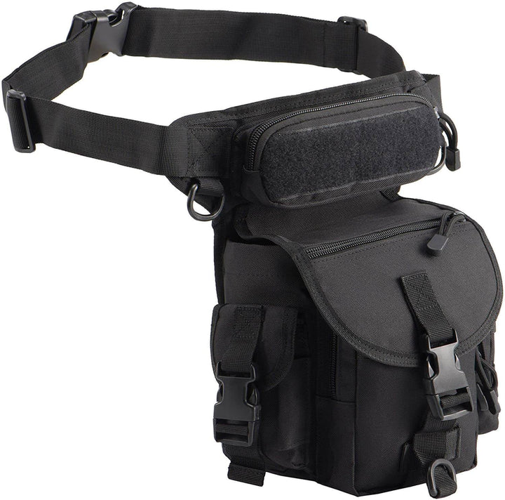 Waterafstotende tactische beentas heren, duurzaam en met MOLLE systeem, geschikt voor diverse accessoires.