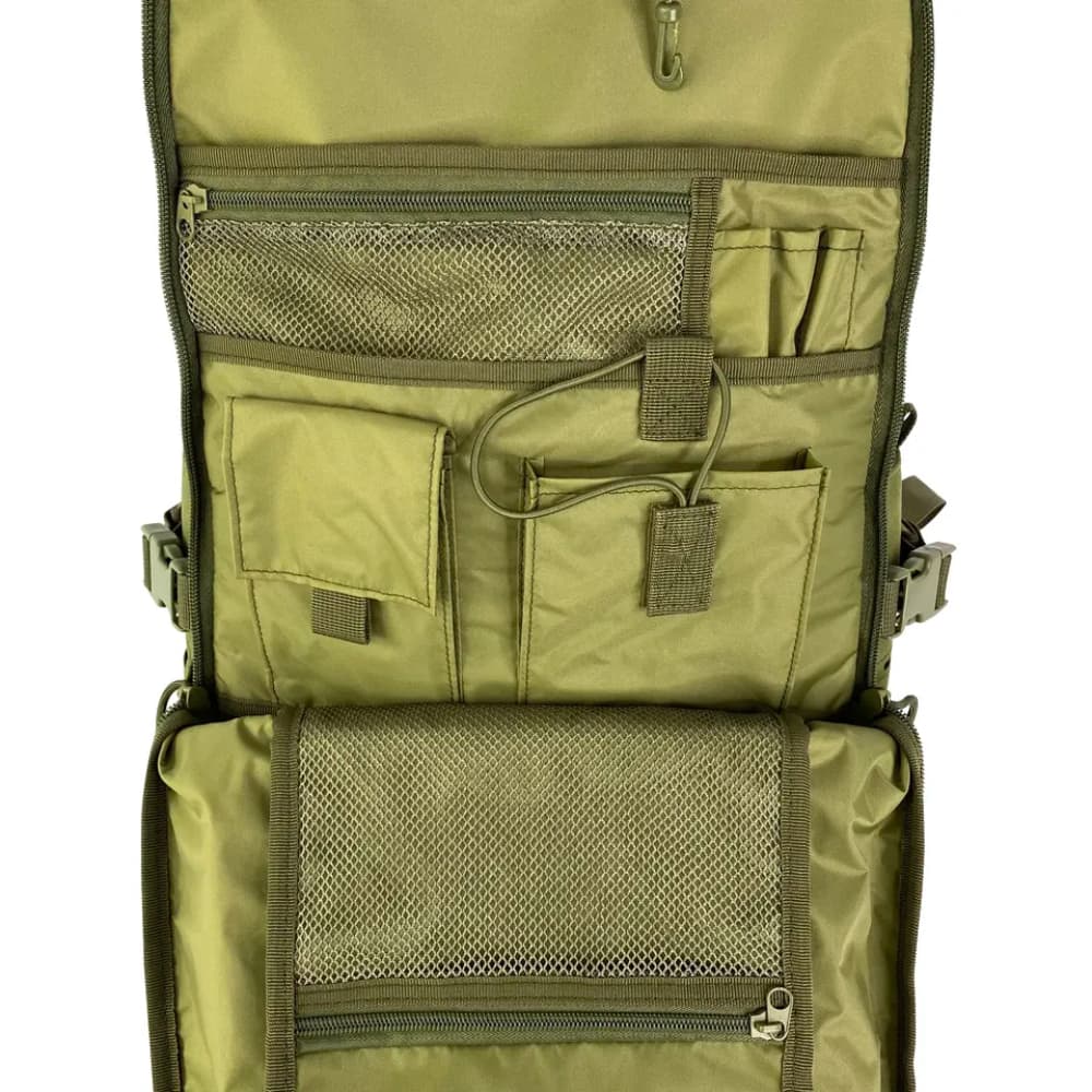 Duurzame ritsen en stevige sluitingen op de tactische heren outdoor rugzak (Sven) voor veilig reizen.