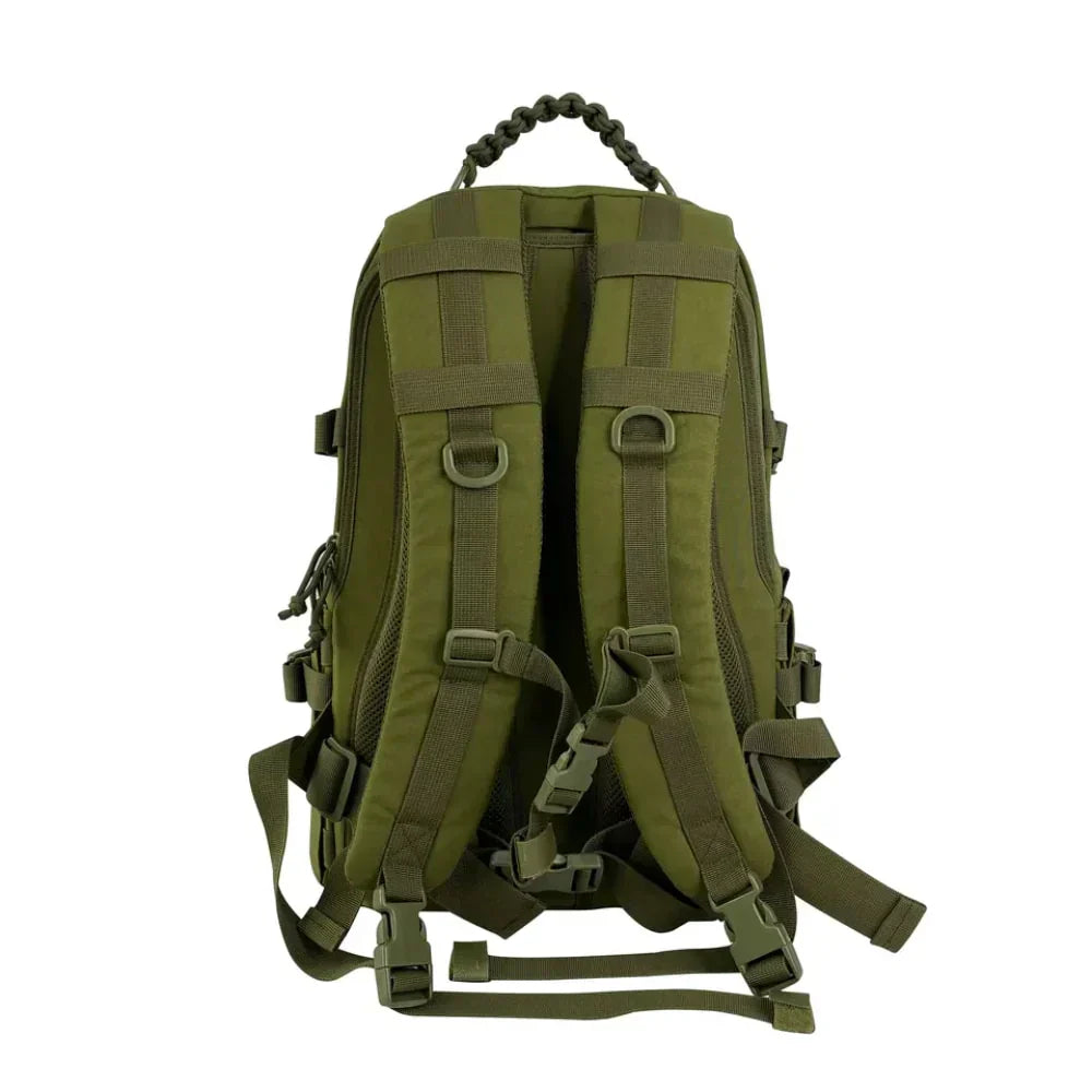 Tactische heren rugzak (Sven) met MOLLE-systeem voor extra uitrusting, perfect voor wandelen en kamperen.