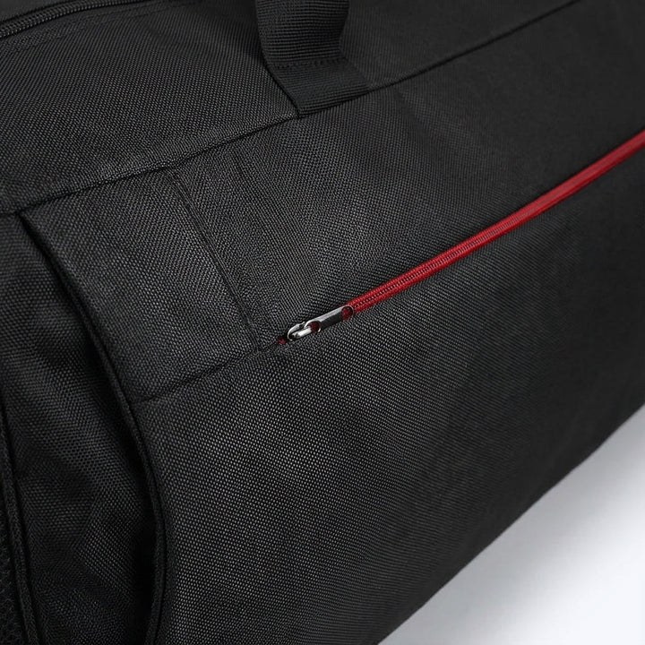 Veelzijdige zwarte 45L unisex sporttas (DufflePro) met schoenenvak, perfect voor reizen, gym en weekend.